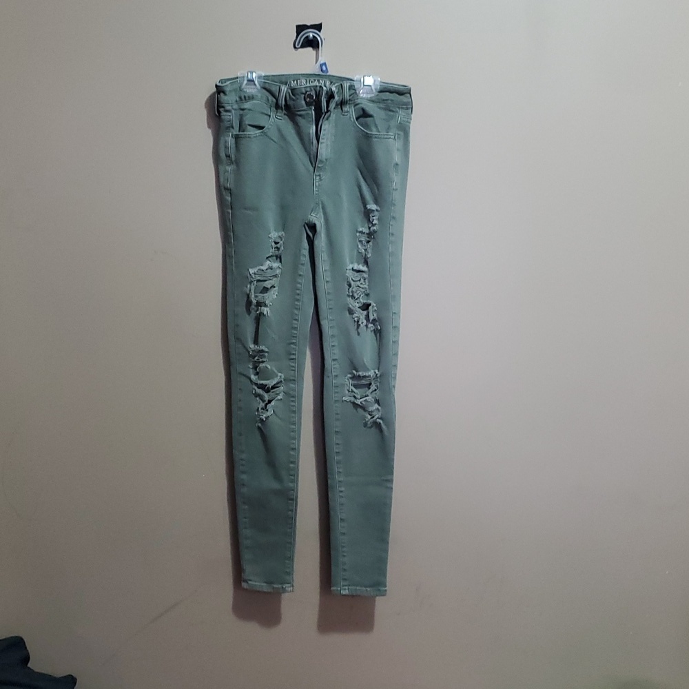 American Eagle Outfitters Olive Green Super Stretch Jeans Size 4